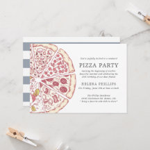 Pizza Party 25th Birthday | Gestreepte uitnodiging