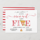 Pizza Party 5th Birthday Modern Invitation Kaart (Voorkant / Achterkant)