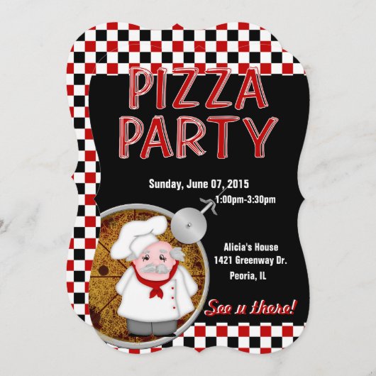 Pizza Party-5x7 aangepaste uitnodigingen (Voorkant / Achterkant)