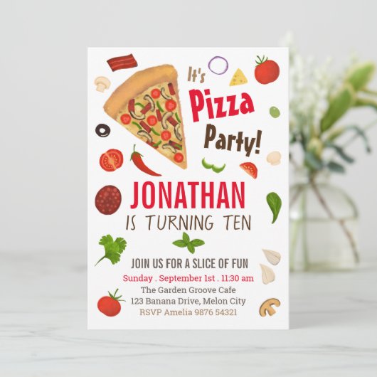 Pizza Party | Aanbesteding op zondag Kaart (Staand voorkant)
