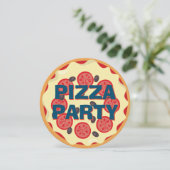 Pizza Party Any Age Kids Verjaardag Kaart (Staand voorkant)