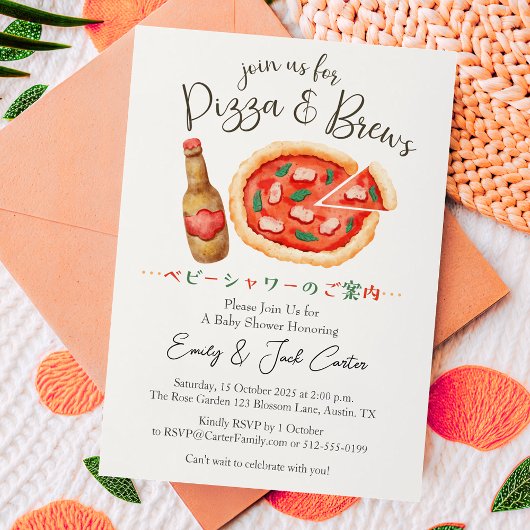 Pizza Party Baby shower Bierbrouwsel Rustiek Schat Kaart