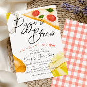 Pizza Party Baby shower Bierglas Rustiek Casual Kaart