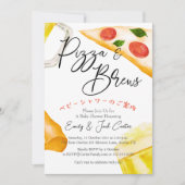 Pizza Party Baby shower Bierglas Rustiek Casual Kaart (Voorkant)