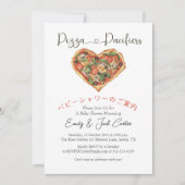 Pizza Party Baby shower Hart Waterverf Eenvoudig Kaart (Voorkant)