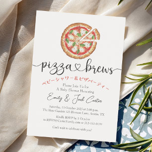 Pizza Party Baby shower Heart Script Eenvoudig Kaart