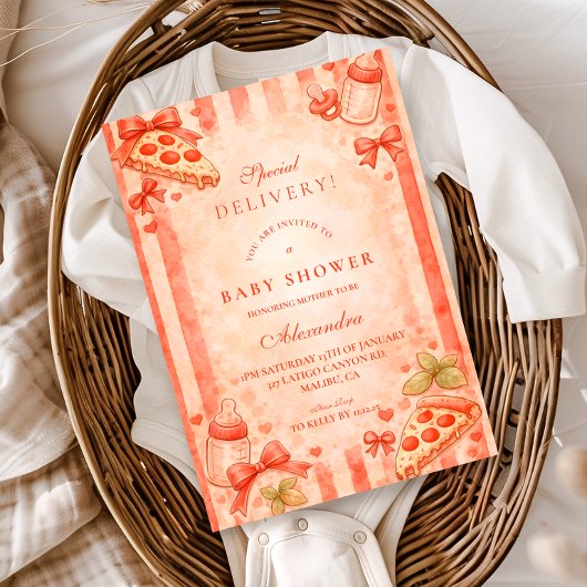 Pizza Party Baby Shower Kaart