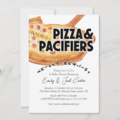 Pizza Party Baby shower Pepparoni Waterverf Retro Kaart (Voorkant)