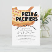 Pizza Party Baby shower Pepparoni Waterverf Retro Kaart (Staand voorkant)
