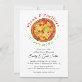 Pizza Party Baby shower Rustieke Waterverf Kaart (Voorkant)