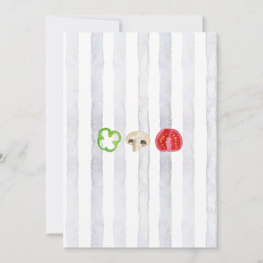 Pizza Party Baby shower Rustieke Waterverf Topping Kaart (Achterkant)