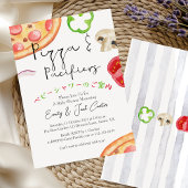 Pizza Party Baby shower Rustieke Waterverf Topping Kaart