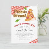 Pizza Party Baby shower Schattige Slice Red Gingha Kaart (Staand voorkant)