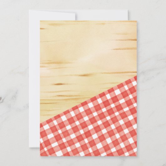 Pizza Party Baby shower Schattige Slice Red Gingha Kaart (Achterkant)