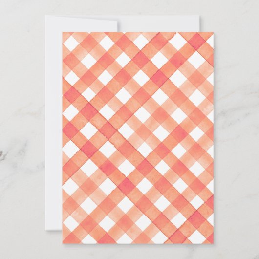 Pizza Party Baby shower Waterverf Red Gingham Kaart (Achterkant)