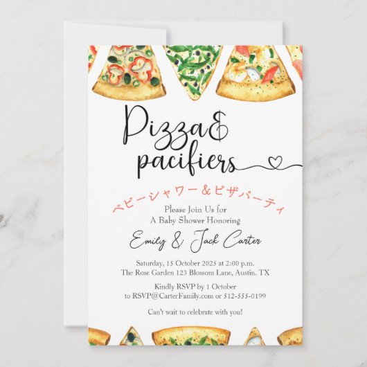 Pizza Party Baby shower Whimsical Slice Casual Kaart (Voorkant)