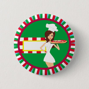 Pizza Party Badge Ronde Button 5,7 Cm