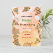 Pizza Party Bash: Leuke verjaardagsuitnodiging Kaart (Staand voorkant)