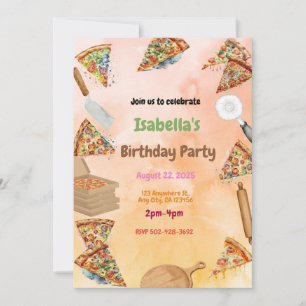 Pizza Party Bash: Leuke verjaardagsuitnodiging Kaart