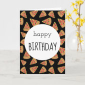 Pizza Party Birthday Card Black Kaart (Gele Bloem)