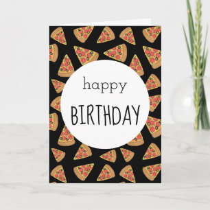 Pizza Party Birthday Card Black Kaart