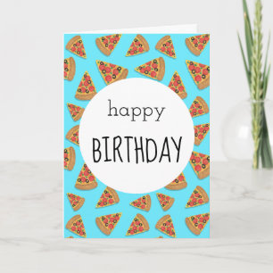 Pizza Party Birthday Card Blue Kaart