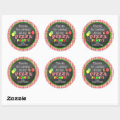 Pizza Party Birthday Dank je Ronde Sticker (Vel)