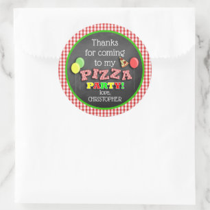 Pizza Party Birthday Dank je Ronde Sticker
