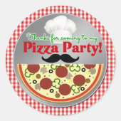 Pizza Party Birthday Dank je Ronde Sticker (Voorkant)