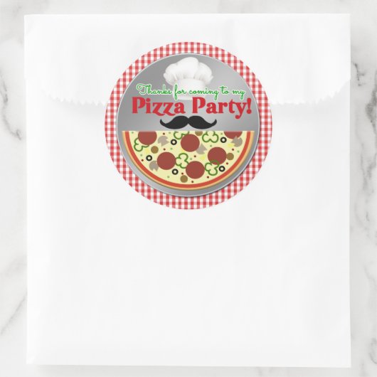 Pizza Party Birthday Dank je Ronde Sticker (Tas)
