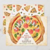 Pizza Party Birthday Invitation (Voorkant / Achterkant)
