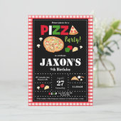 Pizza Party Birthday Invitation Boys Kaart (Staand voorkant)