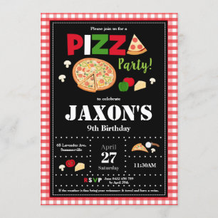 Pizza Party Birthday Invitation Boys Kaart