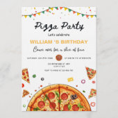 Pizza Party Birthday Invitation, Food Theme Barty Kaart (Voorkant)