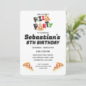 Pizza Party Birthday Invitation for Girl of Boy Kaart (Staand voorkant)