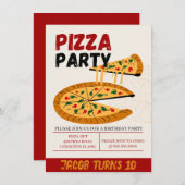 Pizza Party Birthday Invitation Kaart (Voorkant / Achterkant)