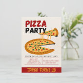 Pizza Party Birthday Invitation Kaart (Staand voorkant)
