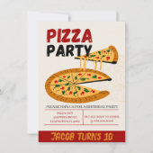 Pizza Party Birthday Invitation Kaart (Voorkant)