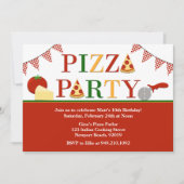 Pizza Party Birthday Invitation Kaart (Voorkant)