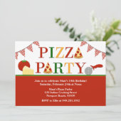 Pizza Party Birthday Invitation Kaart (Staand voorkant)