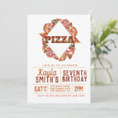 Pizza Party Birthday Invitation Kaart (Staand voorkant)