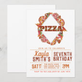 Pizza Party Birthday Invitation Kaart (Voorkant / Achterkant)