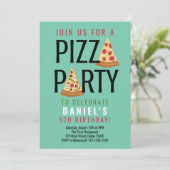 Pizza Party Birthday Invitation Kaart (Staand voorkant)