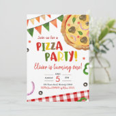 Pizza Party Birthday Invitation Kaart (Staand voorkant)