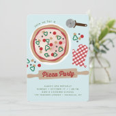 Pizza Party Birthday Invitation Kaart (Staand voorkant)