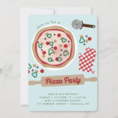 Pizza Party Birthday Invitation Kaart (Voorkant)