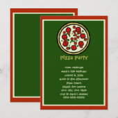 Pizza Party Birthday Invitation Kaart (Voorkant / Achterkant)