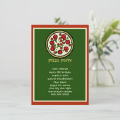 Pizza Party Birthday Invitation Kaart (Staand voorkant)