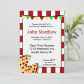Pizza Party Birthday Invitation Kaart (Staand voorkant)