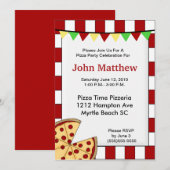 Pizza Party Birthday Invitation Kaart (Voorkant / Achterkant)